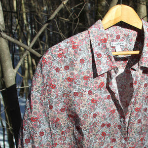 Flowered button-down blouse - 100% Cotton